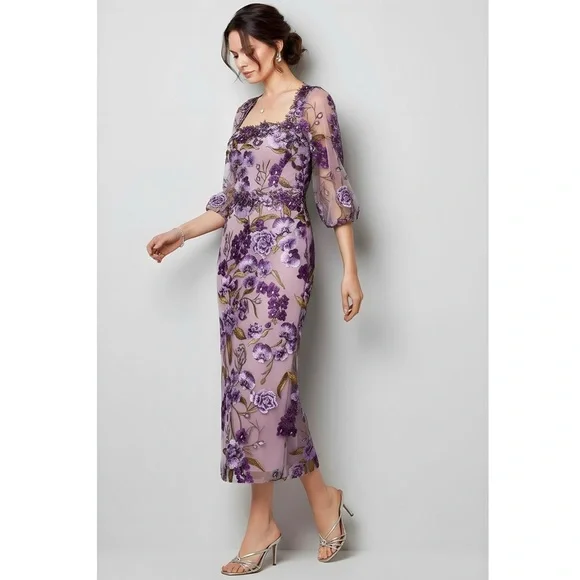 notte by marchesa embroidered cocktail dress Black Embroidered Floral Mesh Overlay Midi Dress – PinkBlush